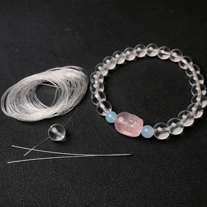 Handmade Clear Quartz Rose Quartz Pixiu Crystal Bracelet | Crown & Heart Chakra Stones BR2037