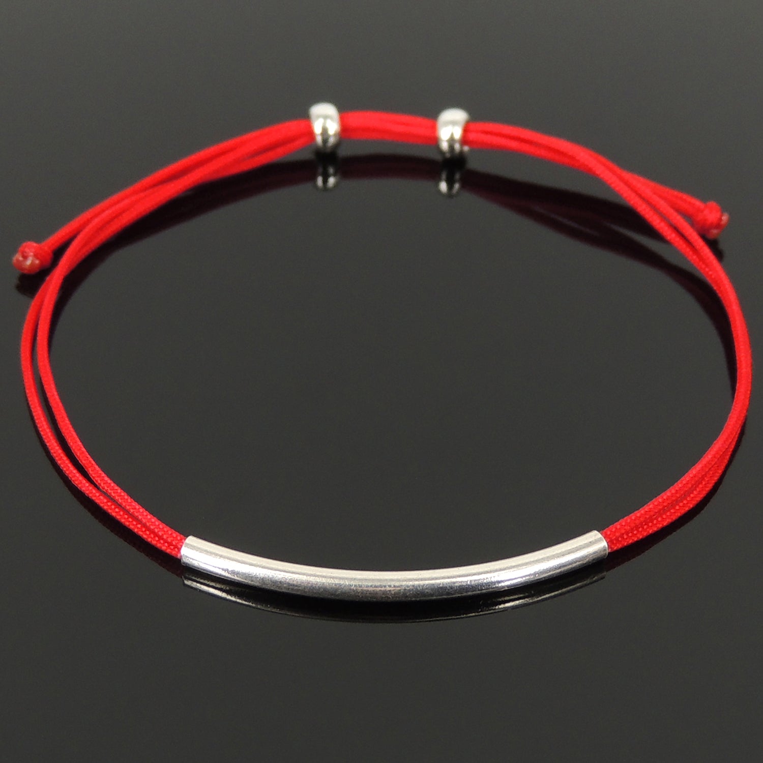 Lucky Chinese Red String Braided Bracelet, Minimal Jewelry, Elegant Statement, Genuine 925 Sterling Silver Slim Charm and Beads, Easily Adjustable for Multiple Sizes