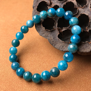 8mm Soothing Blue Apatite for Unblocking the Throat Chakra | Handmade Stretch Bracelet | Manifestation Stone | Essential Gemstone for Growth and Confidence