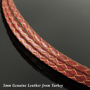 Handmade Lucky Knotted 90's Choker Necklace - Authentic Turkish Red Leather for Men's Women's Safety, Protection with Sterling Silver 925 (non-plated) Toggle Snake Clasp NK228