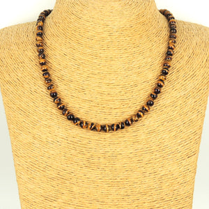 Handmade Adjustable Chain Necklace -  Natural Brown Tiger Eye, High Grade AA 6mm Beads, Genuine Non-Plated S925 Sterling Silver Parts for Men's Women's Casual Wear, Healing, Protection, Mindfulness Meditation, Awareness NK261