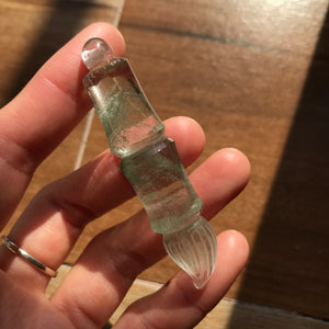 Highest Clarity Clear Crystal Quartz with Green Phantoms | Prominent Crystal Pyramid Layers for Career, Prosperity, and Success | Wen Chang Bi Hand-Carved Chinese Brush Pendant