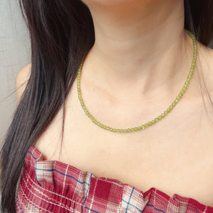 Handmade Top-grade Faceted Green Peridot Necklace Natural Healing Crystal with 925 Sterling Silver - NK309