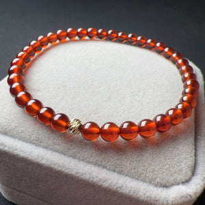 Handmade Spessartine Orange Garnet Bracelet with 18K Yellow Gold Bead | Natural Healing Crystal Jewelry BR2038