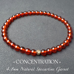 Handmade Spessartine Orange Garnet Bracelet with 18K Yellow Gold Bead | Natural Healing Crystal Jewelry BR2036