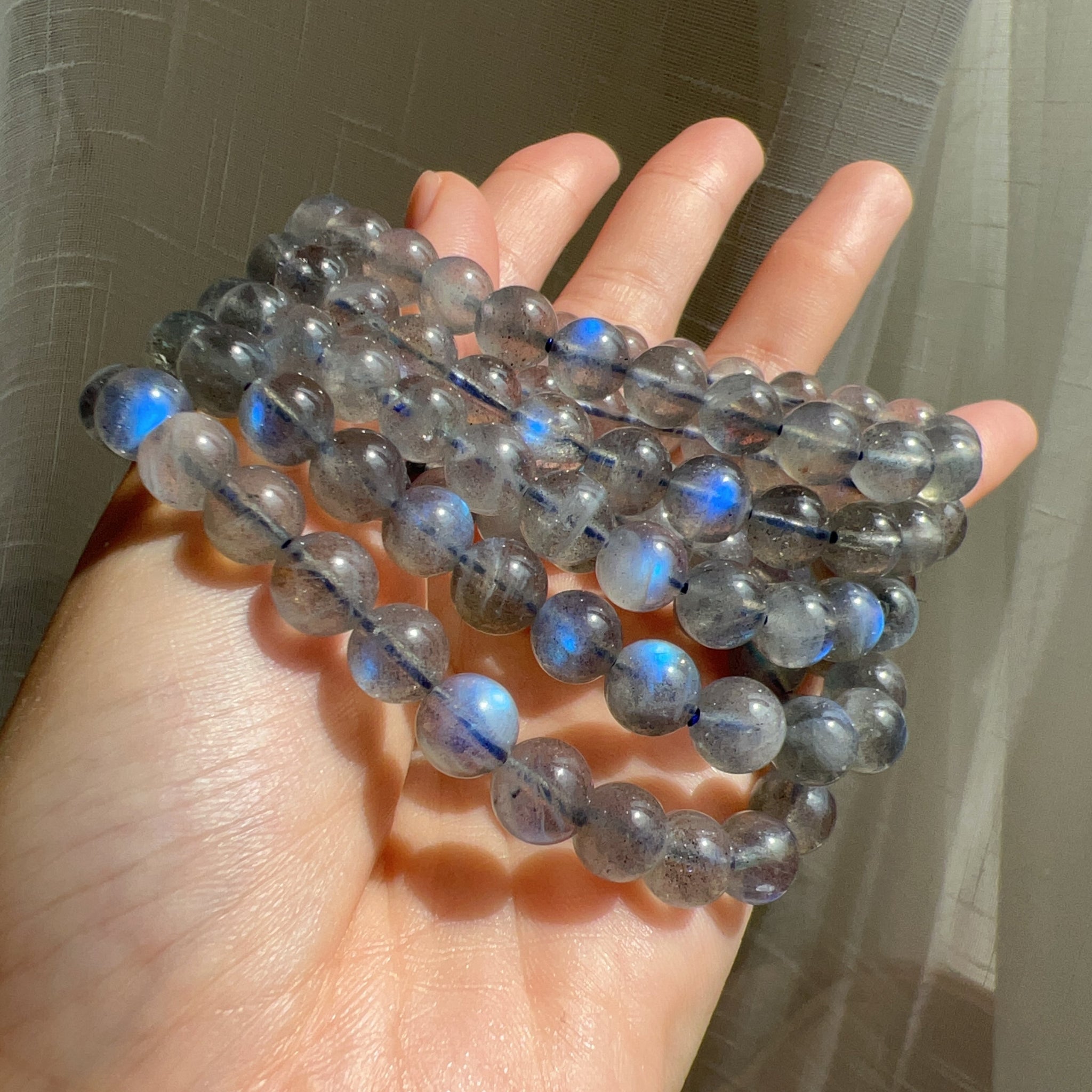 8mm Blue Flash Labradorite Bracelet Natural Healing Gemstone - GEM+SILVER