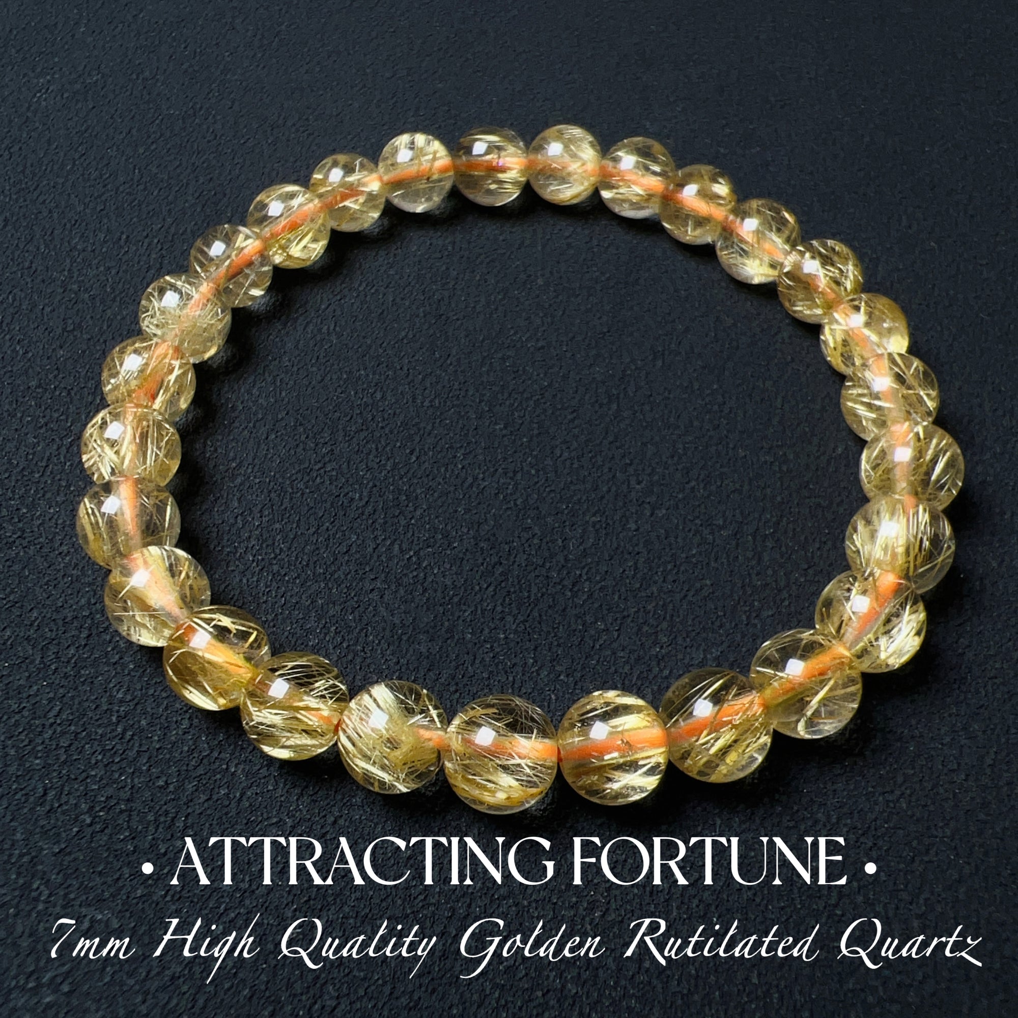 Natural Golden Rutilated Quartz Healing Empowerment Crystal Handmade Bracelet