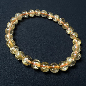 Natural Golden Rutilated Quartz Healing Empowerment Crystal Handmade Bracelet - BR1970