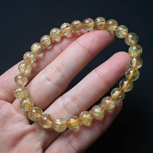 Natural Golden Rutilated Quartz Healing Empowerment Crystal Handmade Bracelet - BR1970