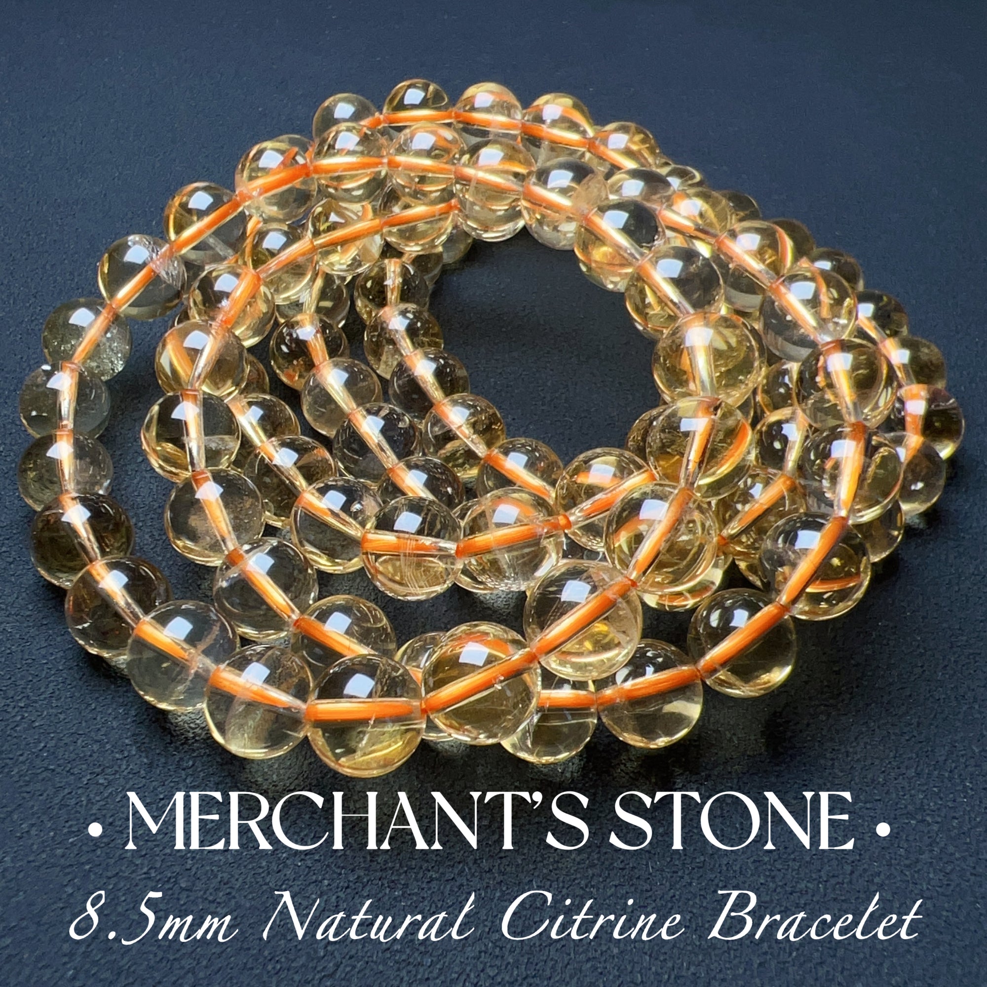 8.6mm Natural Citrine Healing Crystal Bracelet Merchant's Stone BR1968