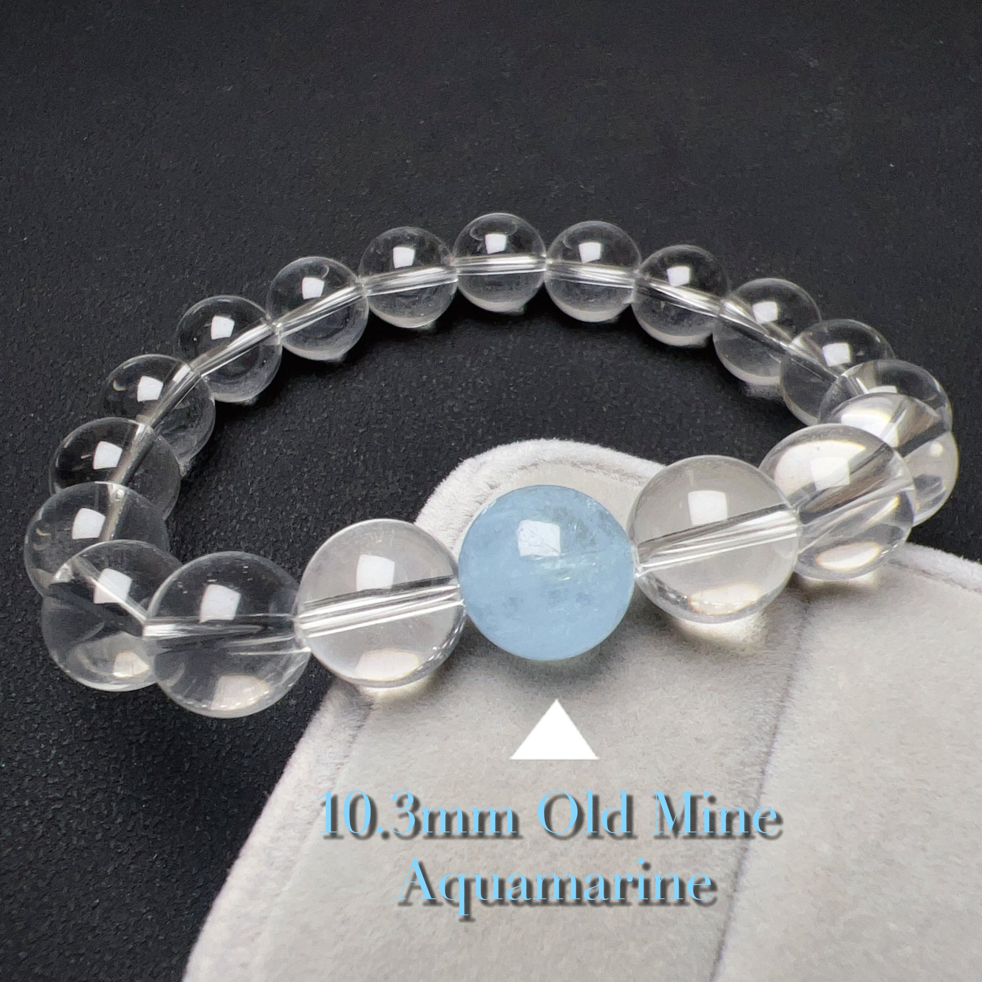 Handmade Clear Quartz Aquamarine Crystal Bracelet | Crown & Throat Chakra Stones BR2033