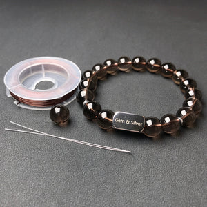 Handmade Men's Women's Bracelet - 10mm Smoky Quartz with Stainless Steel Charm BR2035