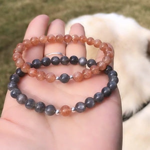 High Quality Genuine Black and Gold Sunstone | Opens Sacral and Root Centers | High Energy and Vitality, Cleansed Healing Gemstone Bracelet for Exuding Positivity and Warmth