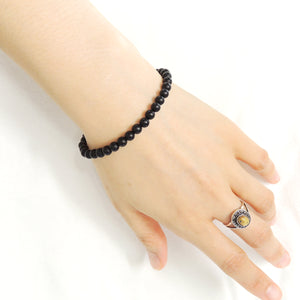 5mm Matte Black Onyx Healing Gemstone Bracelet with S925 Sterling Silver Chain & Clasp - Handmade by Gem & Silver BR1257