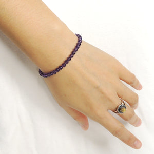 4mm Amethyst Healing Gemstone Bracelet with S925 Sterling Silver Chain & Clasp - Handmade by Gem & Silver BR1261