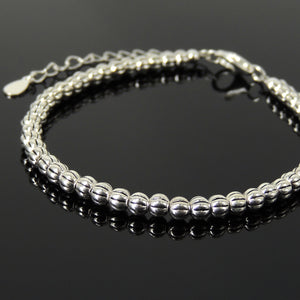 Textured Beads Bracelet Minimal Elegant Jewelry with Genuine Sterling Silver Chain & Clasp for Simple Healing, Grounding - Handmade by Gem & Silver BR1465
