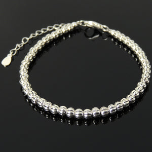 Textured Beads Bracelet Minimal Elegant Jewelry with Genuine Sterling Silver Chain & Clasp for Simple Healing, Grounding - Handmade by Gem & Silver BR1465