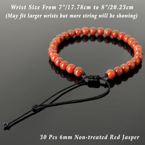 Handmade Braided Healing Gemstone Bracelet - 6mm Red Jasper & Adjustable Drawstring BR1609