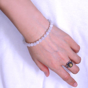 Handmade Braided Healing Gemstone Bracelet - 6mm Moonstone Crystal & Adjustable Drawstring BR1614