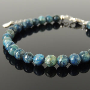Handmade Adjustable Clasp Meditation Bracelet - Men's Women's Custom Jewelry with 6mm Kyanite Healing Gemstones, Multicolor Crystals, Genuine S925 Sterling Silver Parts (Non-Plated) BR1827