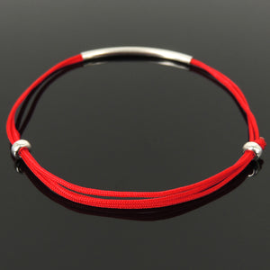 Lucky Chinese Red String Braided Bracelet, Minimal Jewelry, Elegant Statement, Genuine 925 Sterling Silver Slim Charm and Beads, Easily Adjustable for Multiple Sizes