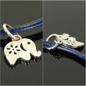 Lucky Elephant Charm Bracelet with Cute 90s Bohemian Design | Spiritual Symbolism - Wisdom and Loyalty | Handmade Braided Navy Blue Adjustable Wax Rope