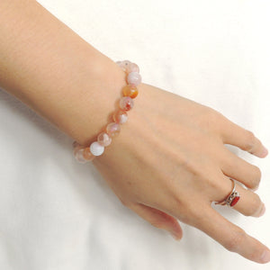 Flower Agate Gemstone Bracelet | Pink Sakura Cherry Blossom Agate | Loving Heart Chakra Stones for Reiki Natural Energy Healing, Self-Love, Kindness, and Meditation
