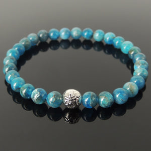 6mm Healing Apatite Beads for Throat Chakra Activation | Handmade Sacred Om Bead Bracelet | Powerful Gemstones for Manifestation, Growth, and Confidence