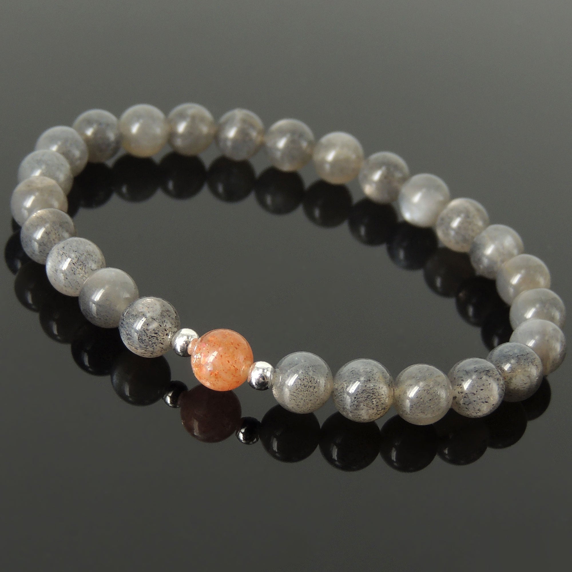 High Quality Genuine Black and Gold Sunstone | Opens Sacral and Root Centers | High Energy and Vitality, Cleansed Healing Gemstone Bracelet for Exuding Positivity and Warmth