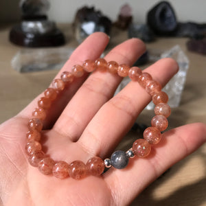High Quality 6mm Genuine Black and Gold Sunstone | Activates Sacral and Root Centers | Iridescent Healing Gemstone Bracelet for Expressing Positivity and Warmth, Maintaining High Energy