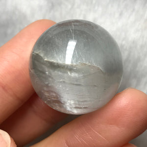 Only 1 Available | Rare Baby Blue Rabbit Hair Rutilated Quartz Crystal Ball with Prominent Layered Phantom Growth | Highest Quality Healing Gemstone for Powerful Healing Throat and Crown Chakra