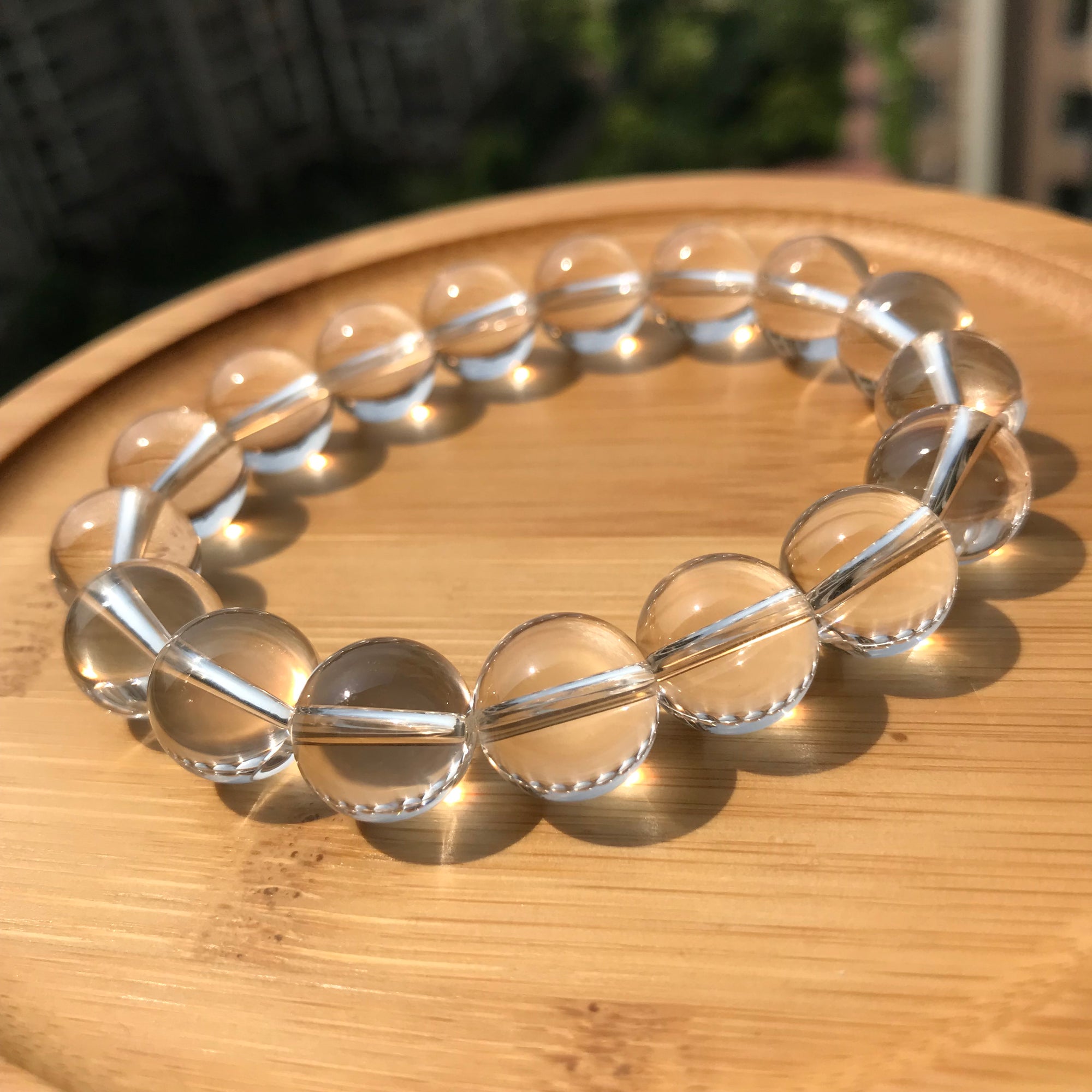 Genuine Clear Quartz 12mm Healing Gemstone Beads | Simple Modern Handmade Elastic Stretch Bracelet | Transcendence Amplifier Crystal