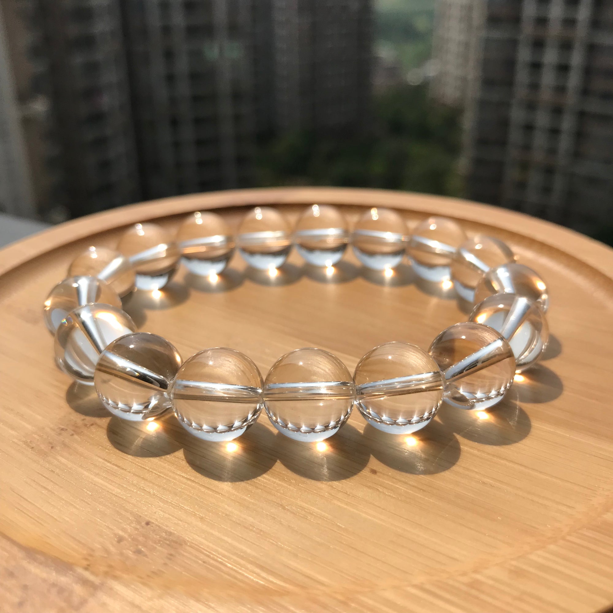Genuine Clear Quartz 12mm Healing Gemstone Beads | Simple Modern Handmade Elastic Stretch Bracelet | Transcendence Amplifier Crystal