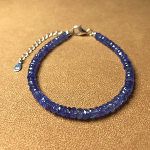 Handmade Adjustable Clasp Bracelet - Women's Jewelry, High-quality Faceted Tanzanite, Genuine S925 Sterling Silver Beads, Chain (Non-Plated) BR2019