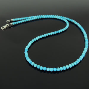 3mm Enhanced Turquoise Healing Gemstone Necklace with S925 Sterling Silver Seamless Beads & Clasp - Handmade by Gem & Silver NK143