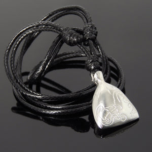 Adjustable Wax Rope Necklace with S925 Sterling Silver Lucky Money Bag Pendant - Handmade by Gem & Silver NK171