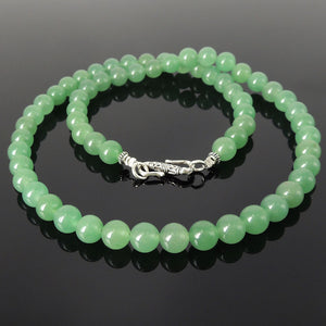 8mm Aventurine Quartz Healing Gemstone Necklace with S925 Sterling Silver Spacer Beads & Clasp - Handmade by Gem & Silver NK201
