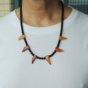 Adjustable Braided Necklace with Agate Wolf Tooth Pendants - Handmade by Gem & Silver NK203