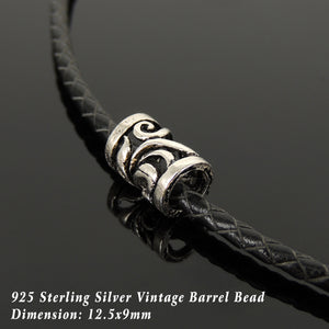 Handmade Vintage Celtic 90's Choker Necklace - Authentic Turkish Black Leather for Men's Women's Casual Style with Sterling Silver 925 (non-plated) Toggle S-Clasp NK212