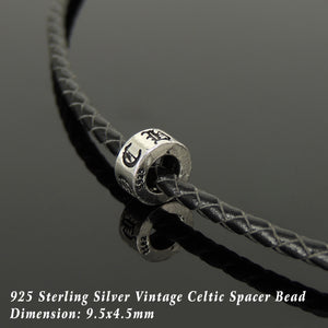 Handmade Vintage Celtic Choker Necklace - Authentic Turkish Black Leather for Men's Women's Casual Style with Sterling Silver 925 (non-plated) Parts NK213