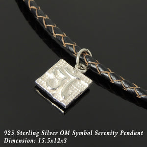 Handmade Om Serenity 90's Choker Necklace - Authentic Turkish Brown Leather for Men's Women's Casual Wear, Healing with Sterling Silver 925 (non-plated) Toggle S-Clasp NK224