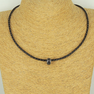 Handmade Cross Pattern 90's Choker Necklace - Authentic Turkish Brown Leather for Men's Women's Casual Wear, Protection with Sterling Silver 925 (non-plated) Toggle S-Clasp NK225