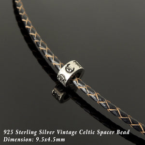 Handmade Vintage Celtic Choker Necklace - Authentic Turkish Brown Leather for Men's Women's Casual Style with Sterling Silver 925 (non-plated) Parts NK227