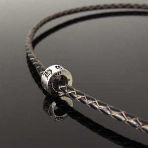 Handmade Vintage Celtic Choker Necklace - Authentic Turkish Brown Leather for Men's Women's Casual Style with Sterling Silver 925 (non-plated) Parts NK227