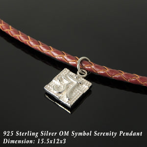 Handmade Om Serenity 90's Choker Necklace - Authentic Turkish Red Leather for Men's Women's Casual Wear, Healing with Sterling Silver 925 (non-plated) Toggle S-Clasp NK231