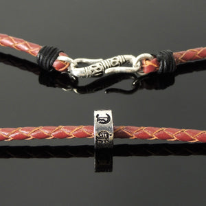 Handmade Vintage Celtic Choker Necklace - Authentic Turkish Red Leather for Men's Women's Casual Style with Sterling Silver 925 (non-plated) Parts NK234