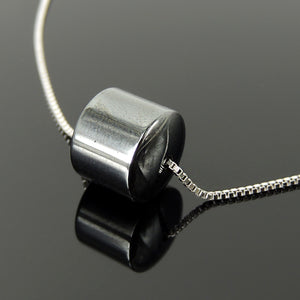 Natural Hematite Gemstone Pendant Necklace - Handmade Minimal Aesthetic, Genuine 925 Sterling Silver Thin Adjustable Box Chain & Spring Clasp