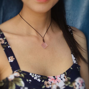 Modern Pink Rose Quartz Diamond Pendant Necklace | Heart Chakra Healing | Powerful Self-Love Affirmations | Essential Jewelry for Rebuilding Trust and Compassion