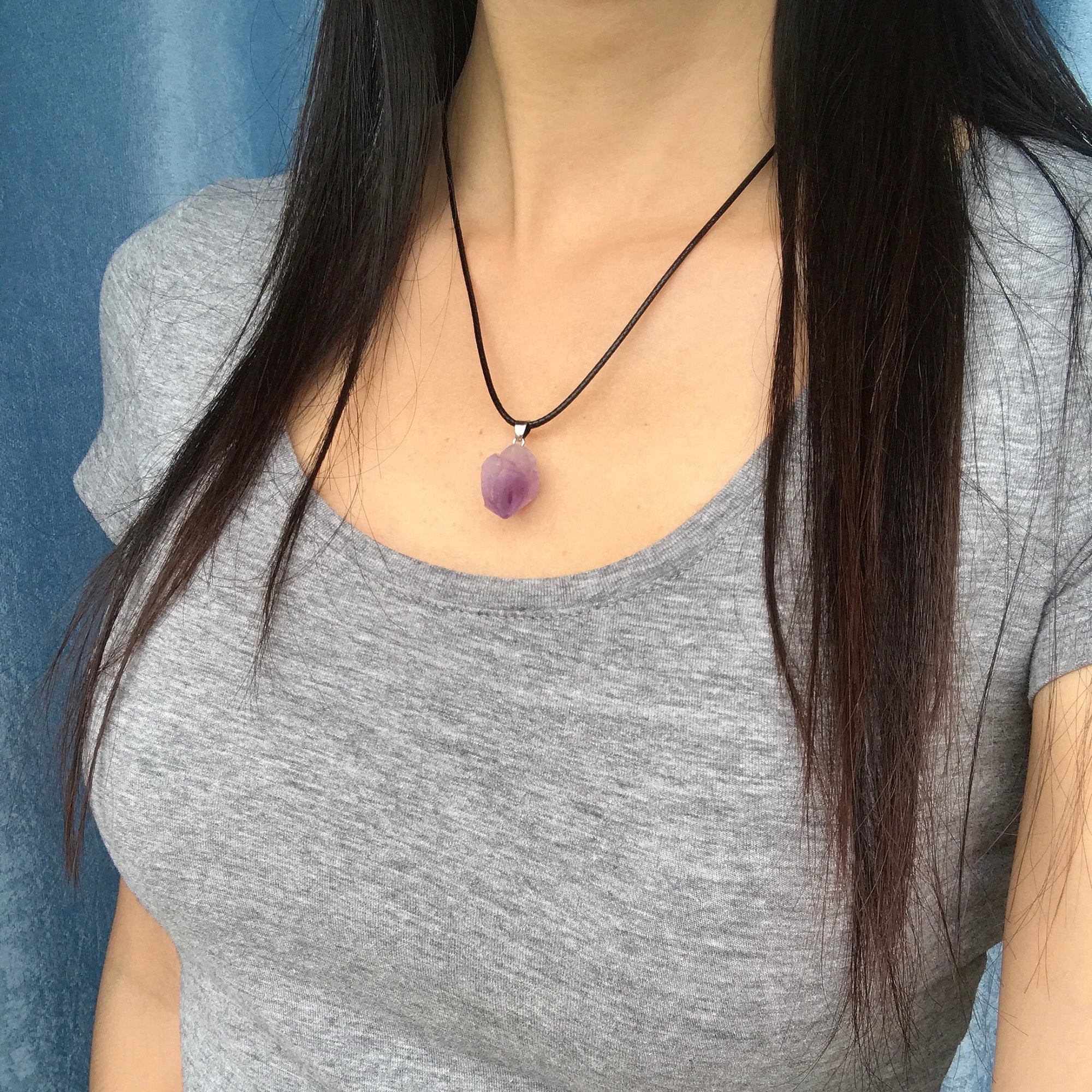 Gorgeous Natural Raw Purple Amethyst | Handmade Pendant Necklace | Psychic Chakra Crystal for Third Eye Meditation | Healing Reiki Stones for Geopathic Stress and Balancing Mood Swings