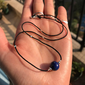 Genuine Lapis Lazuli Gemstone Bead Pendant | Handmade Adjustable Necklace with 925 Silver Parts | Intuitively Chosen to Open Ajna Mind Center | Third Eye Chakra Activation